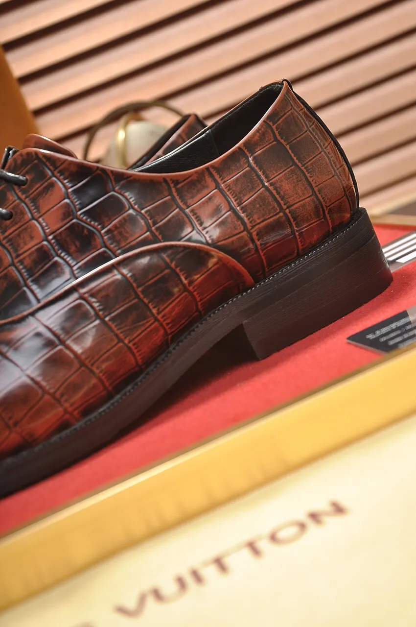Men's shoes💰460💶【LOUIS VUITTON】(sheepskin lining) new cowhide LV formal shoes🎩🎩❗️🆘made one to one at the counter🎩original quality, imported cowhide upper➕full sheepskin lining➕original rubber outsole, {high quality visible}👣Size: 38-45 (45 custom-made)